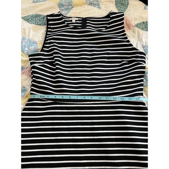 Talbots Stripe Sleeveless Skater Dress Fit Flare Black White Knit  Med Petite MP - Picture 8 of 9